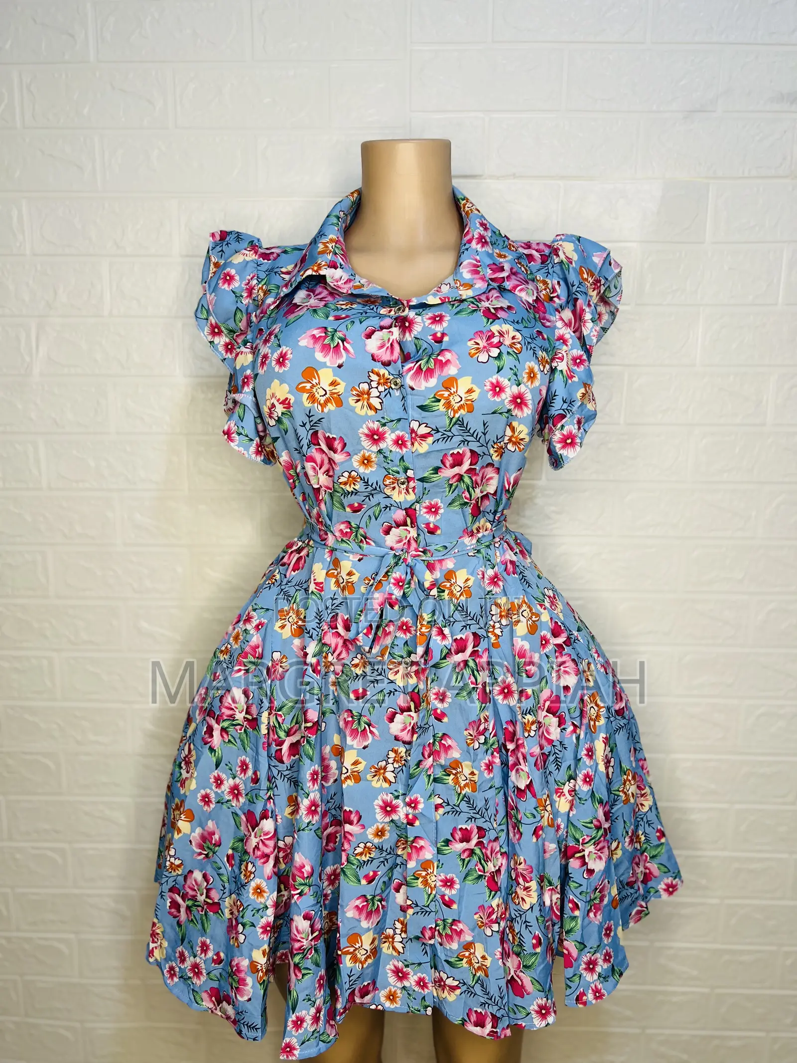 Floral Dress With Ruffled Sleeves