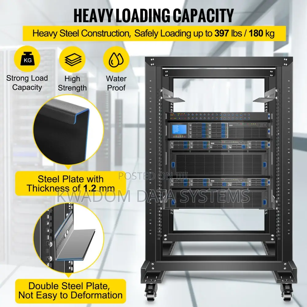15u Open Frame Server Rack. 19" Width / 24" Depth