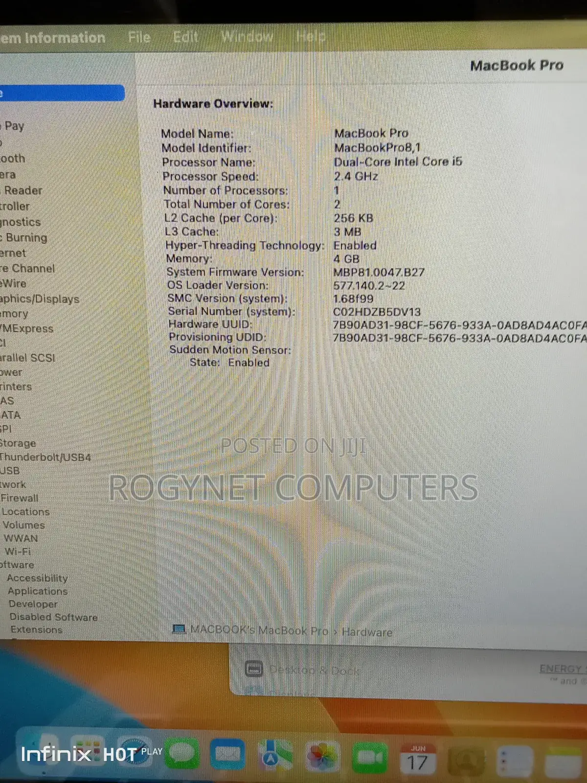 Laptop Apple MacBook Pro 2011 4GB Intel Core i5 HDD 500GB