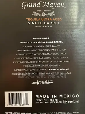 Grand Mayan Single Barrel Ultra Aged Tequila,750ml