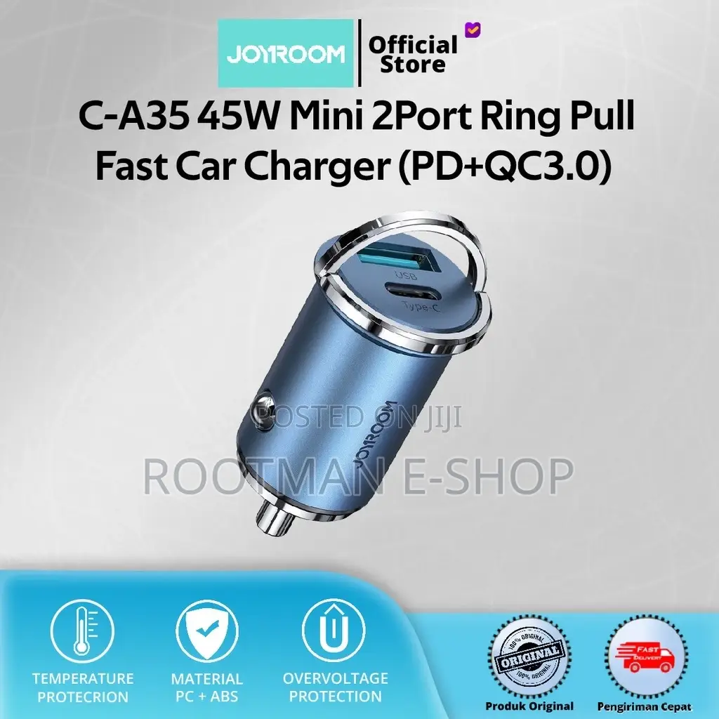 Joyroom C-A35 45w Mini 2-Port Ring-Pull Fast Car Charger