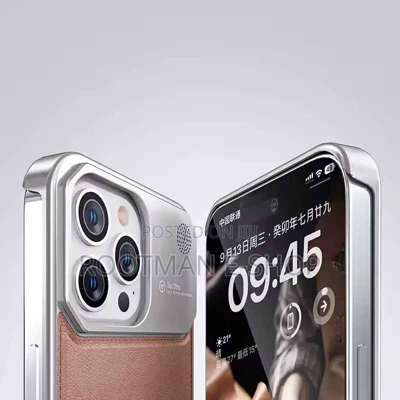 Luxury Leather Metal Phone Case for iPhone 13 14 15 Pro