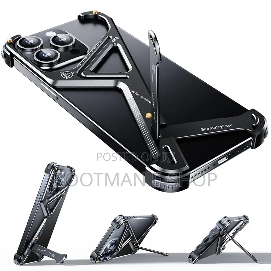 Metal Frameless iPhone Case With Stand,Geometric Design