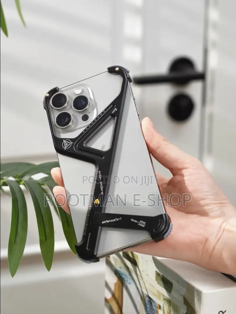 Metal Frameless iPhone Case With Stand,Geometric Design