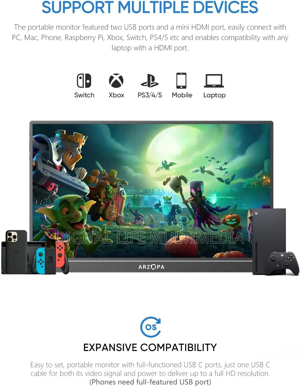 Z1c Gaming Portable Monitor Arzopa