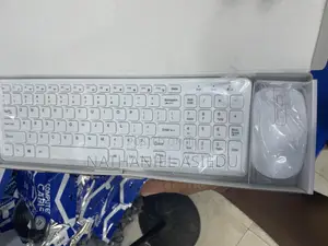 Mini Wireless Azerty Keyboard and Optical Mouse Set in White