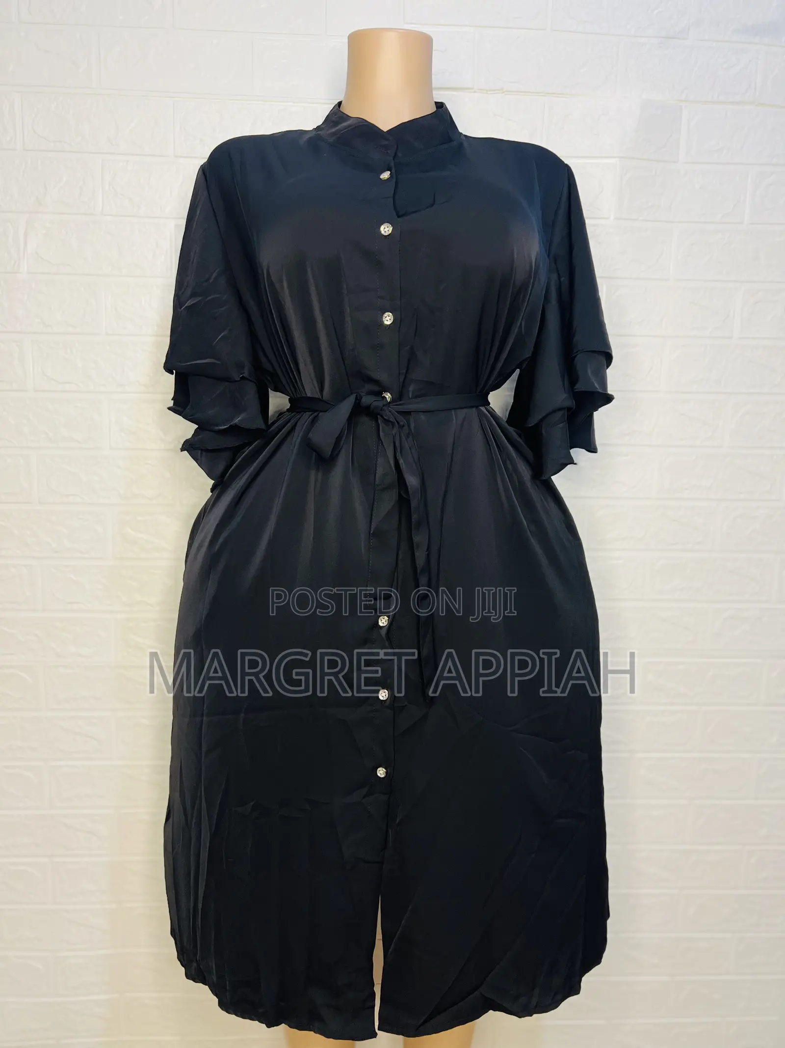 Black Knee-Length Shirt Dress