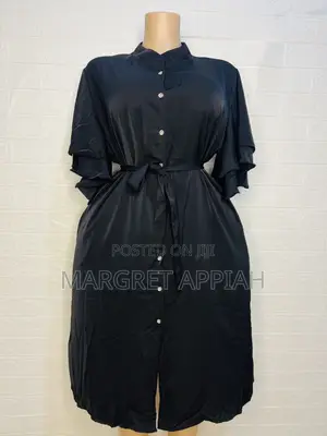 Black Knee-Length Shirt Dress