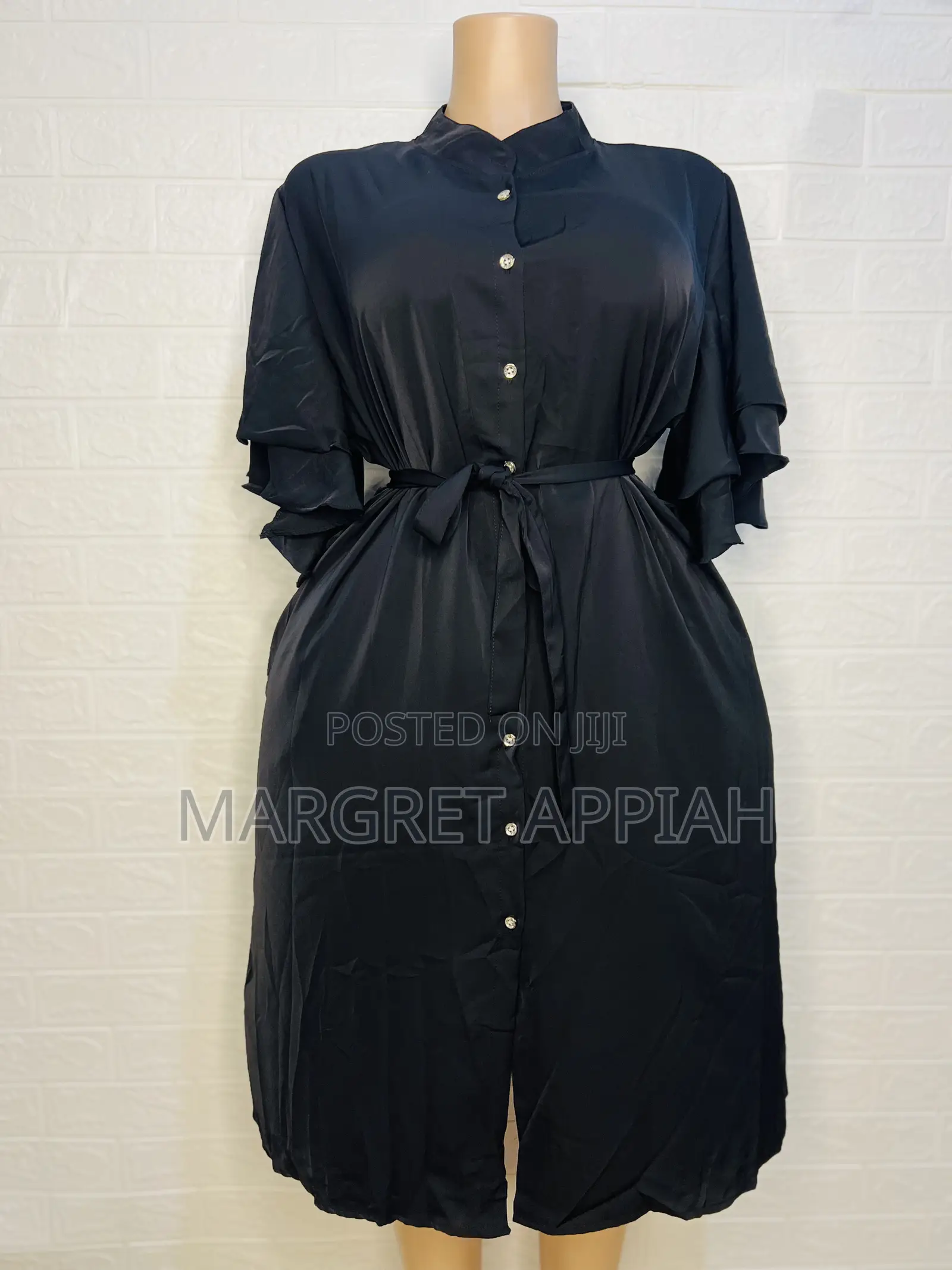 Black Knee-Length Shirt Dress