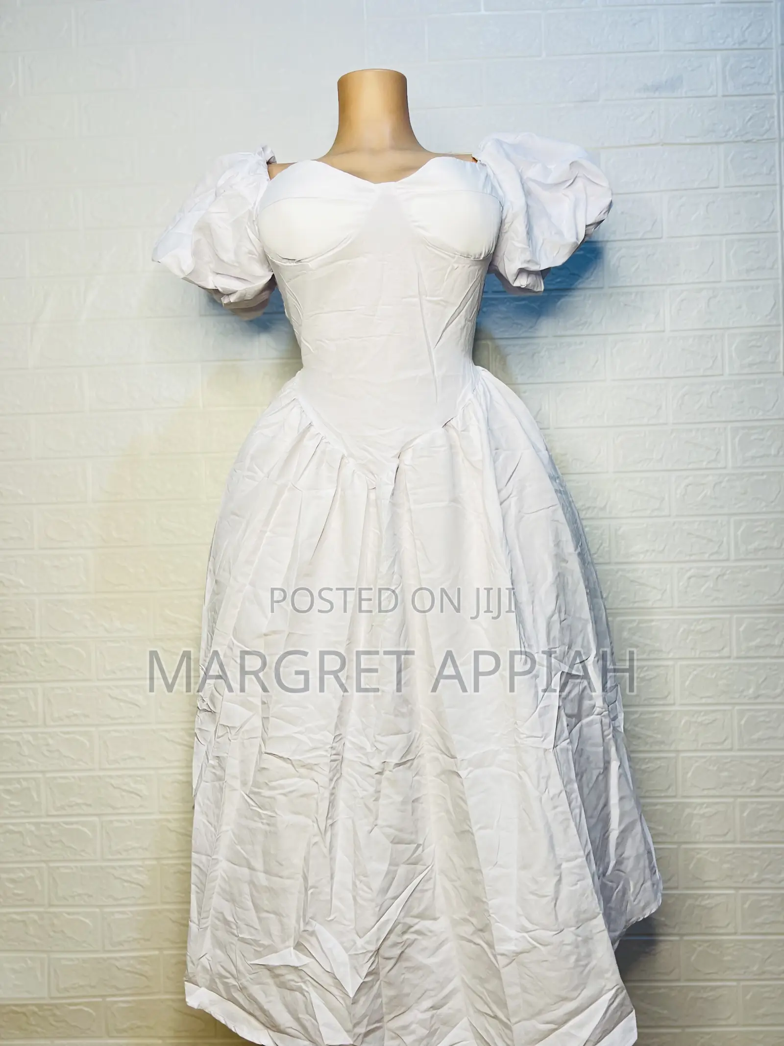 Vintage White Dress With Puffy Sleeves and Corset Top.