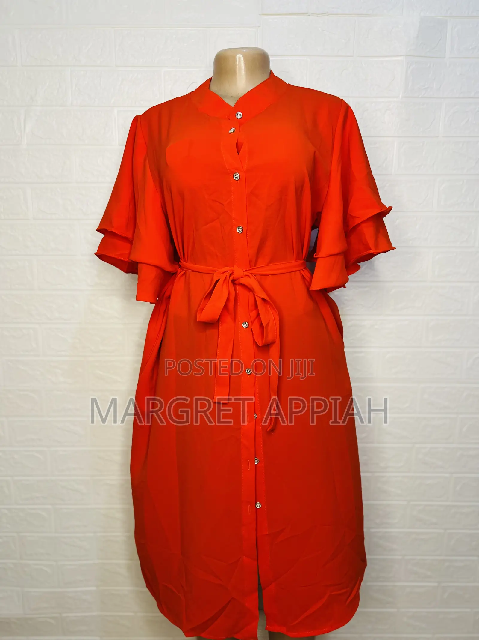 Red Dress With Puff Sleeves