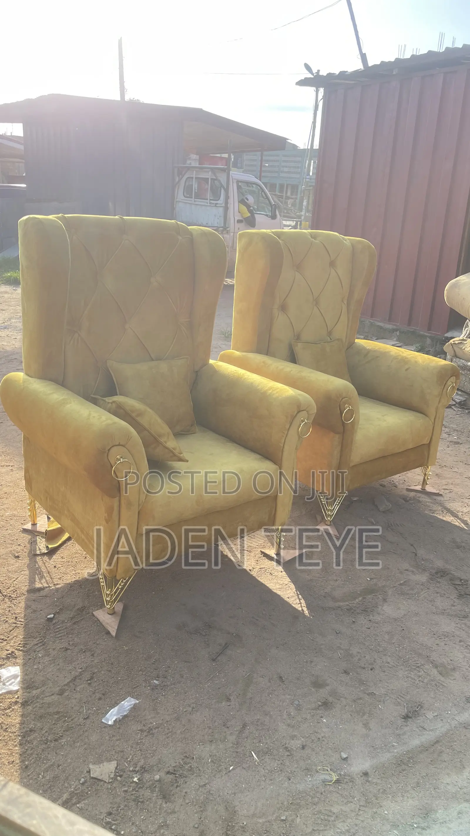 Yellow Fabric King Sofa(Free Delivery)