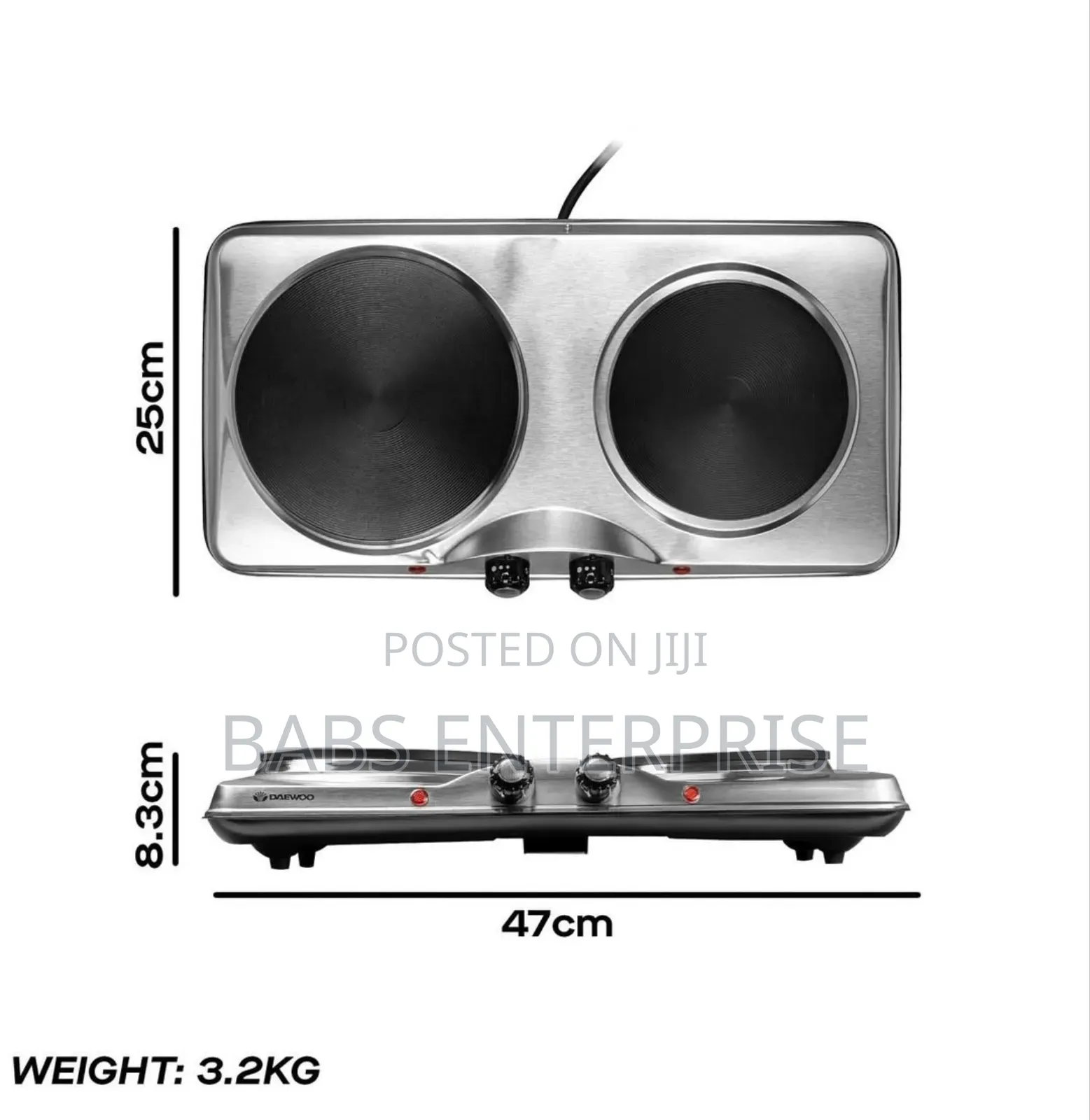 Daewoo Double Hot Plate Electric Hob - 1500w
