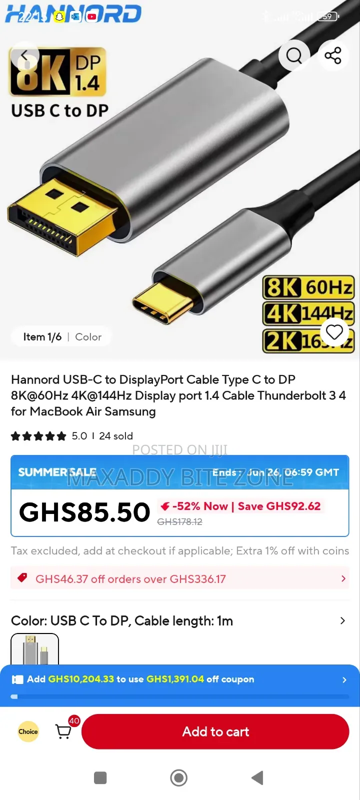 Hannord Usb-c To Displayport Cable 
8k@60hz4k@144hz