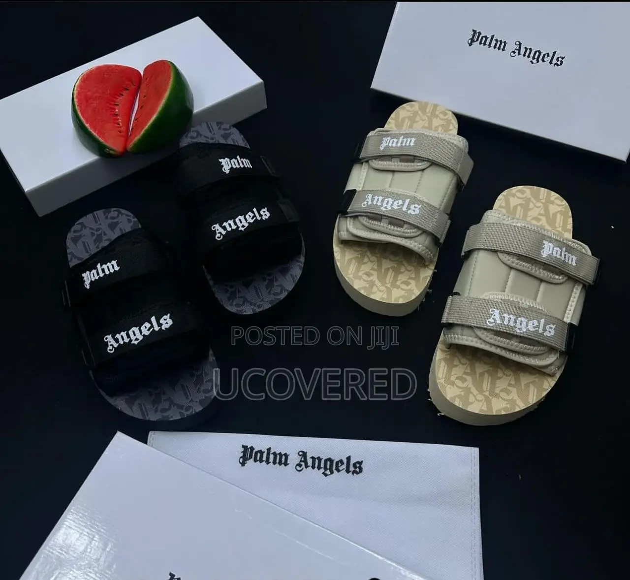 Palm Angels Unisex Adjustable Straps Platform Slippers