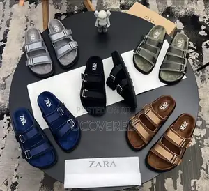 Zara Adjustable Double Buckle Suede Slide Sandal