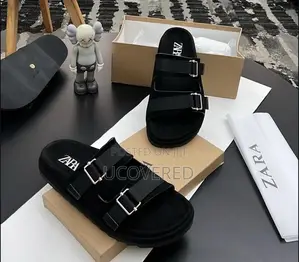 Zara Adjustable Double Buckle Suede Slide Sandal