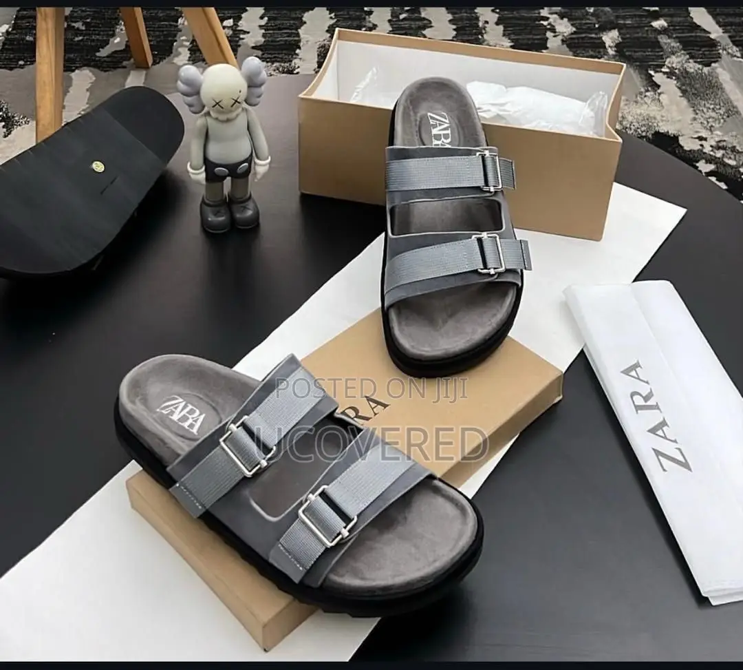 Zara Adjustable Double Buckle Suede Slide Sandal
