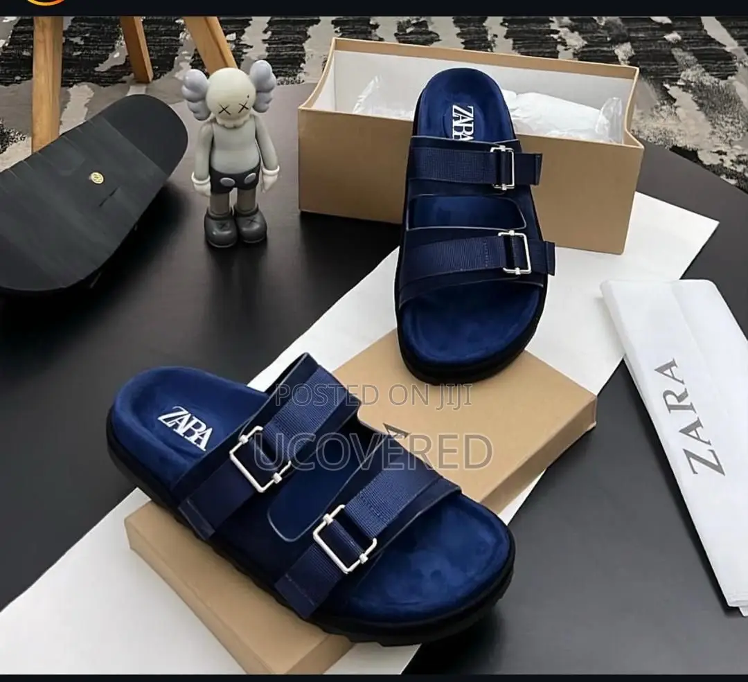 Zara Adjustable Double Buckle Suede Slide Sandal