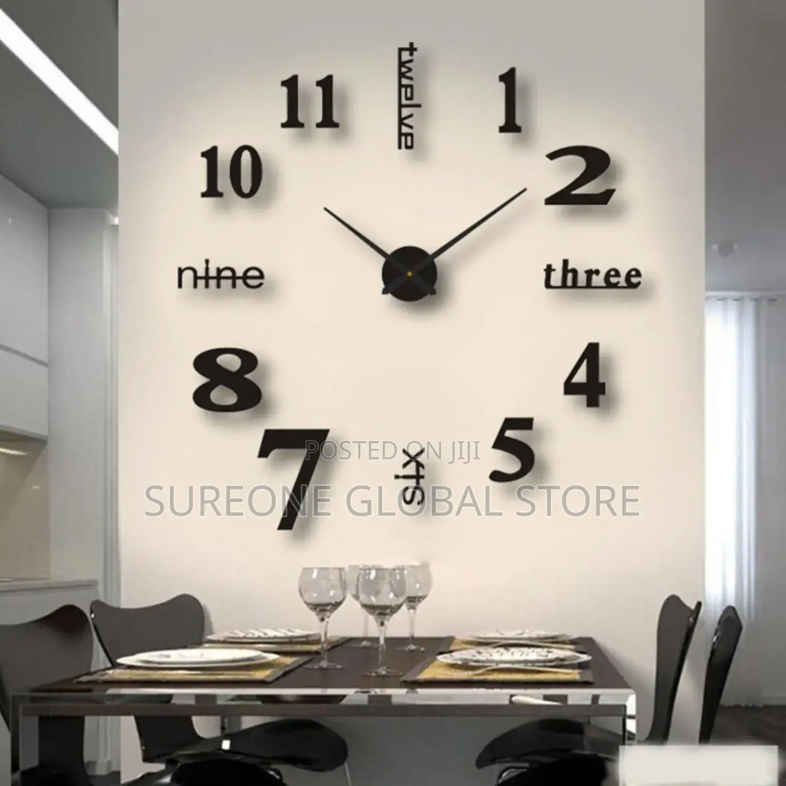 3d Soundless 90 to 120cm Clock Large-Sized