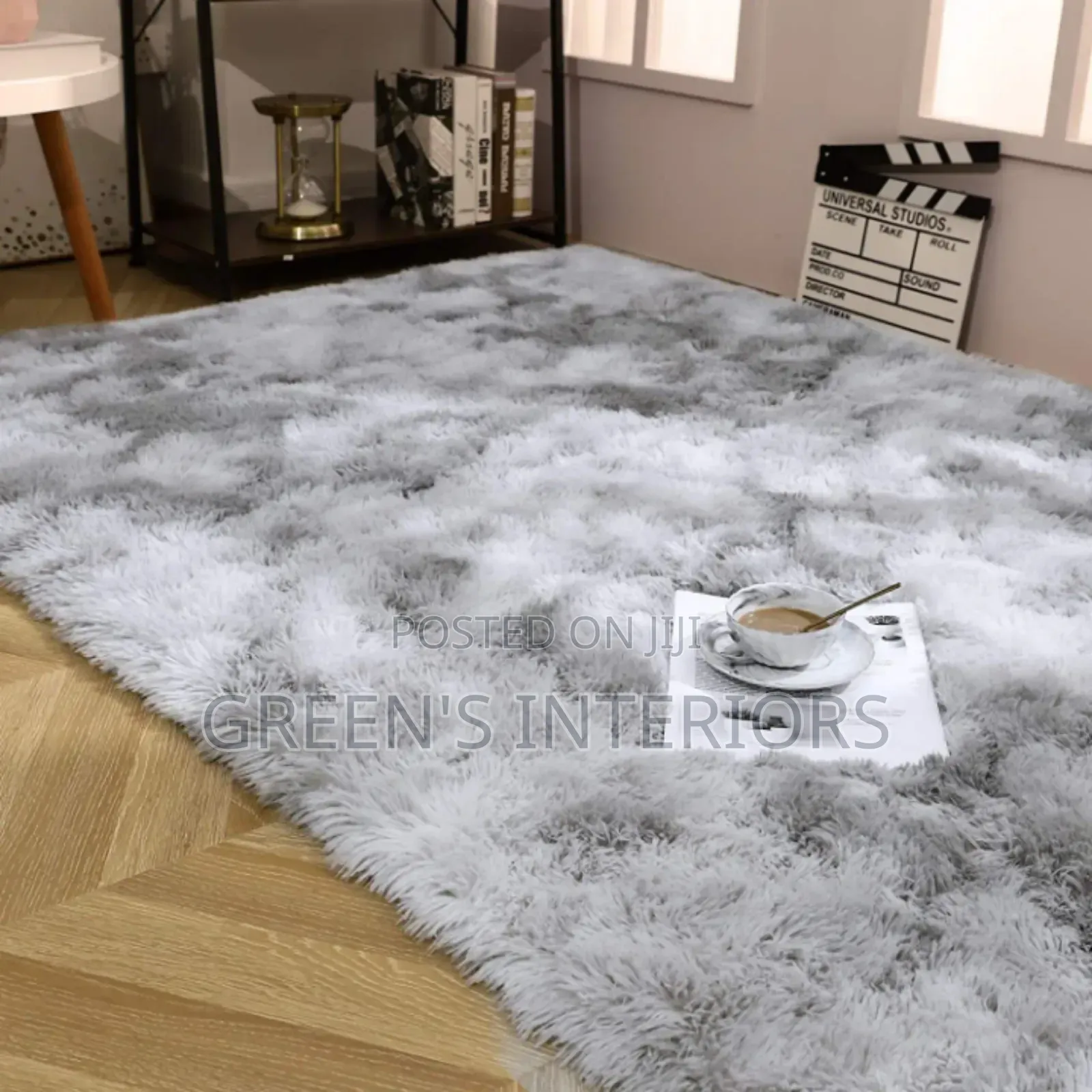 Beautiful Ash Normal Weight Fluffy Carpet Available