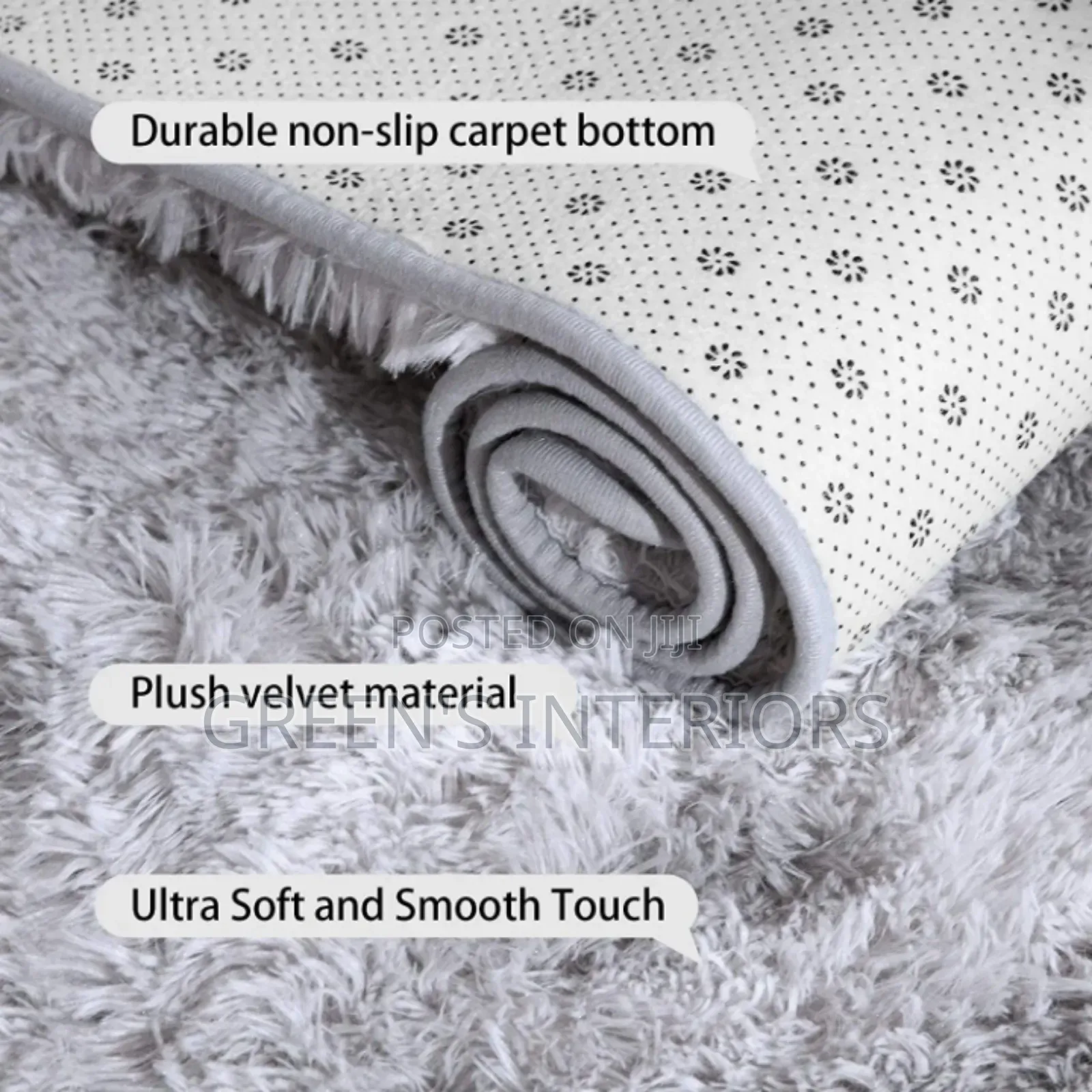 Normal Weight Ash Fluffy Carpet Available