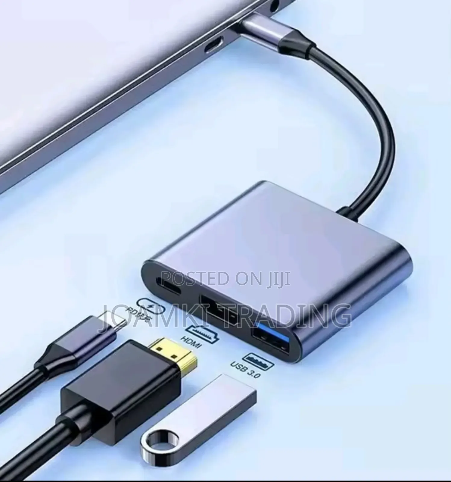 3 in 1 Type C Hub to Hdmi, Pd, Usb 3.0 for Phone, Laptop