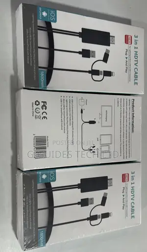 3 in 1 Hdmi to Type-C, iPhone, Android Smartphones Cable