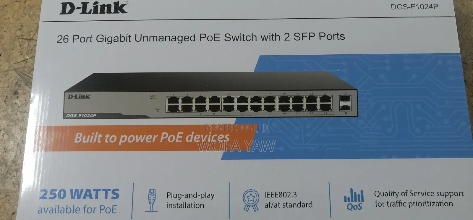 26 Port Gigabit Unmanaged Poe Switch 2 SFP Ports- DGS-F1024p