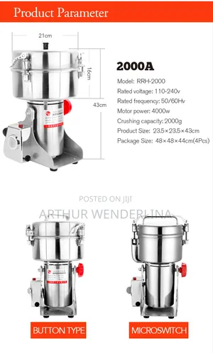 Ririhong 2000gcommercial Spices,Grain,Mill Electric Grinder