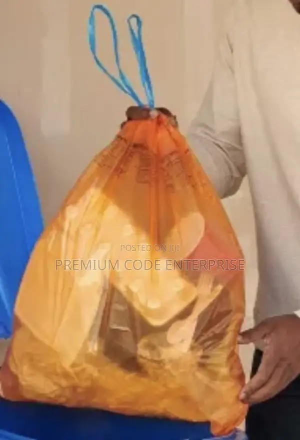 20l Orange Trash Bin Liner Bags With Handle (300pcs) Small