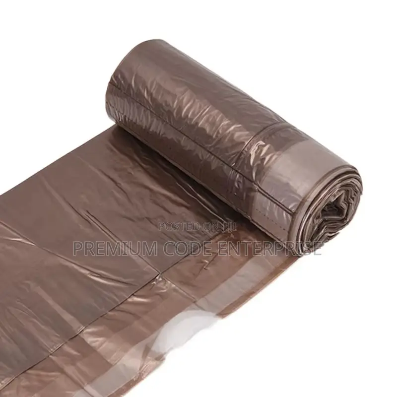 60l Brown Trash Bin Liner Bags With Drawstring – 180pcs