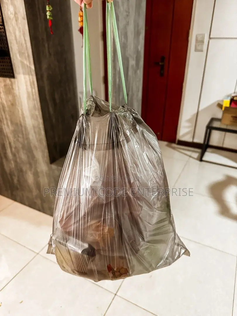 60l Brown Trash Bin Liner Bags With Drawstring – 180pcs