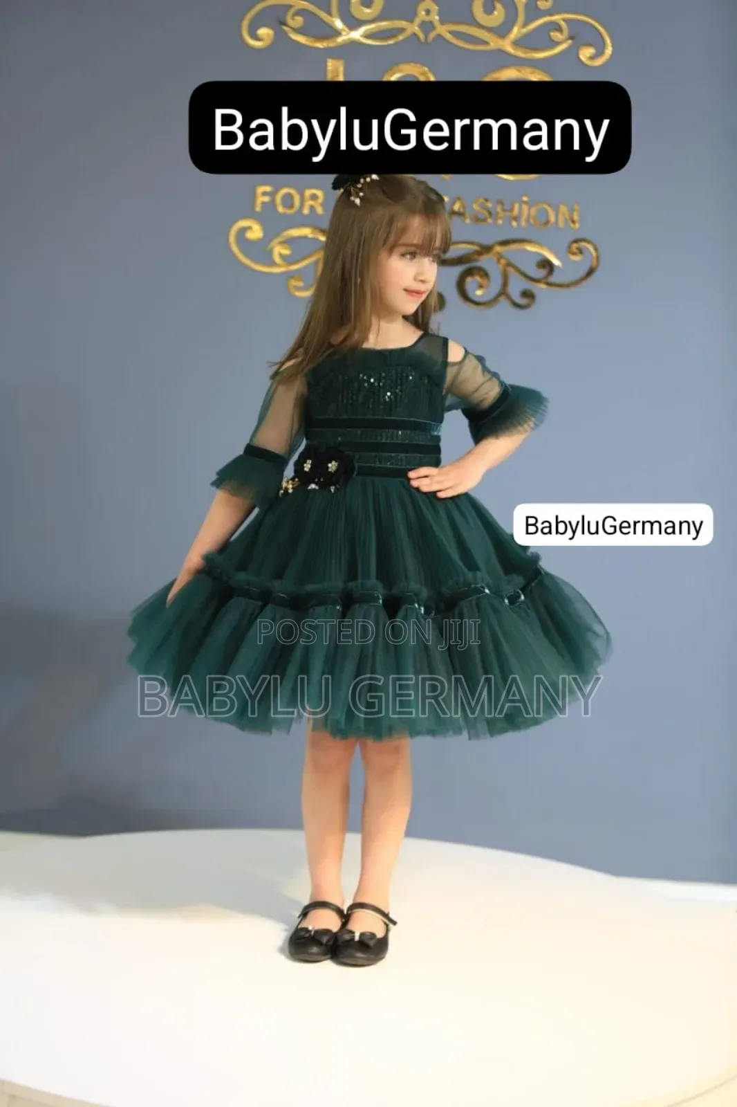 Luxury Turkey Imported Green Tulle Ball Gown Princess Dress