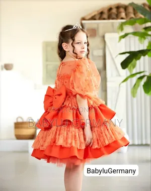 Orange Girl's Princess Dress -Turkey Imported