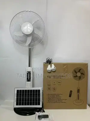 16 Inches Rechargeable Solar Fan, Extra Bulbs and Remote