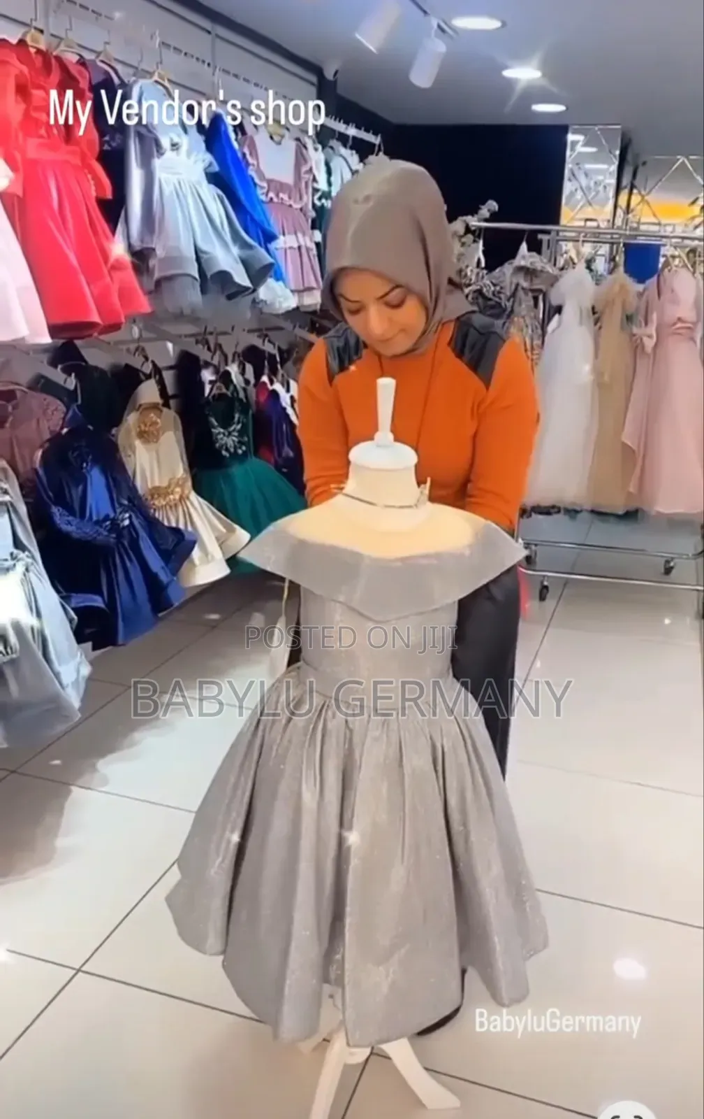Metallic Silver / Ash Princess Dress : Turkey Imported