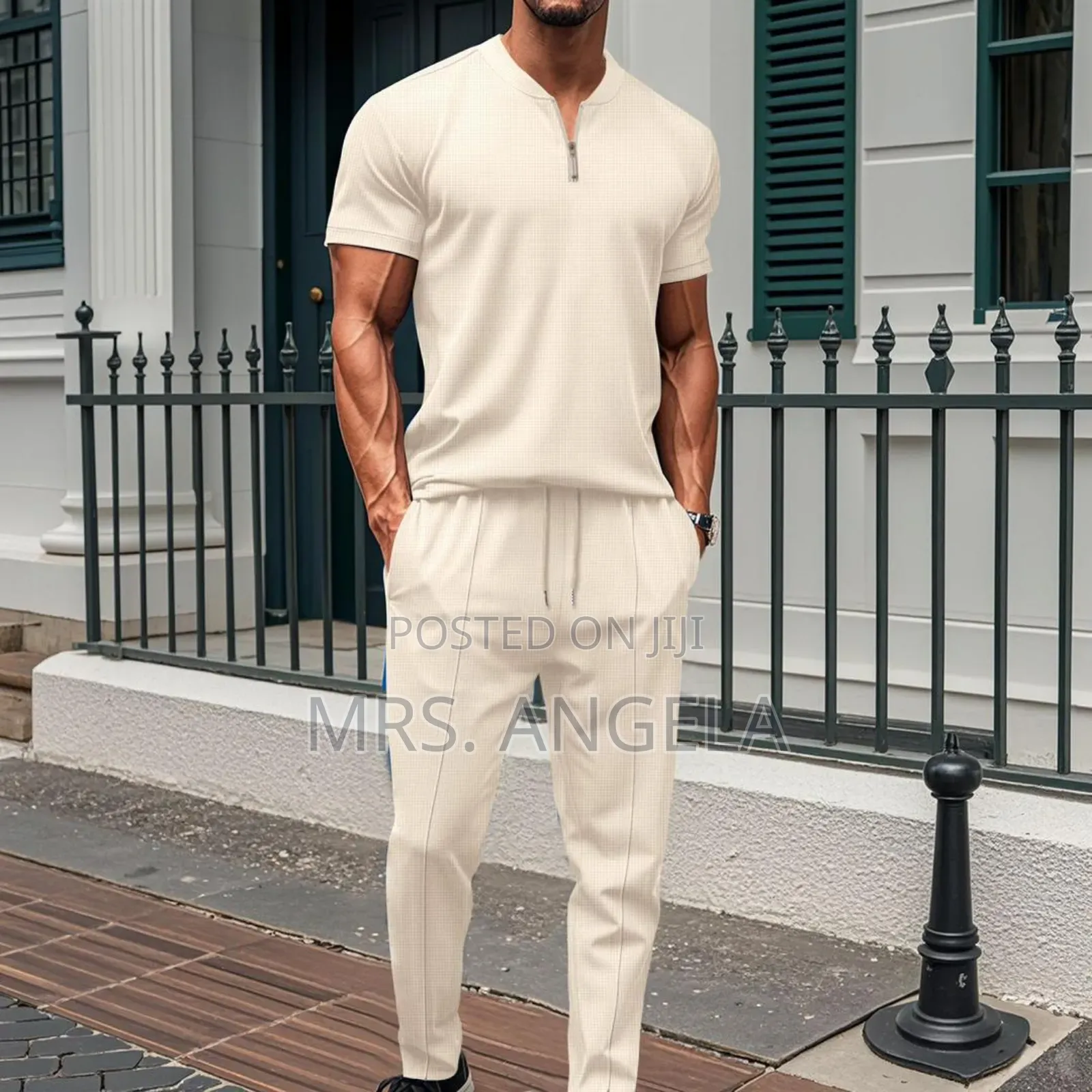 Short Sleeve Zip-Neck Lounge Set