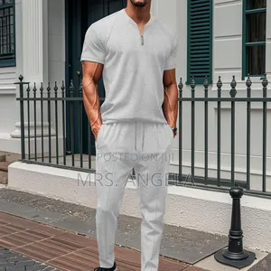 Short Sleeve Zip-Neck Lounge Set