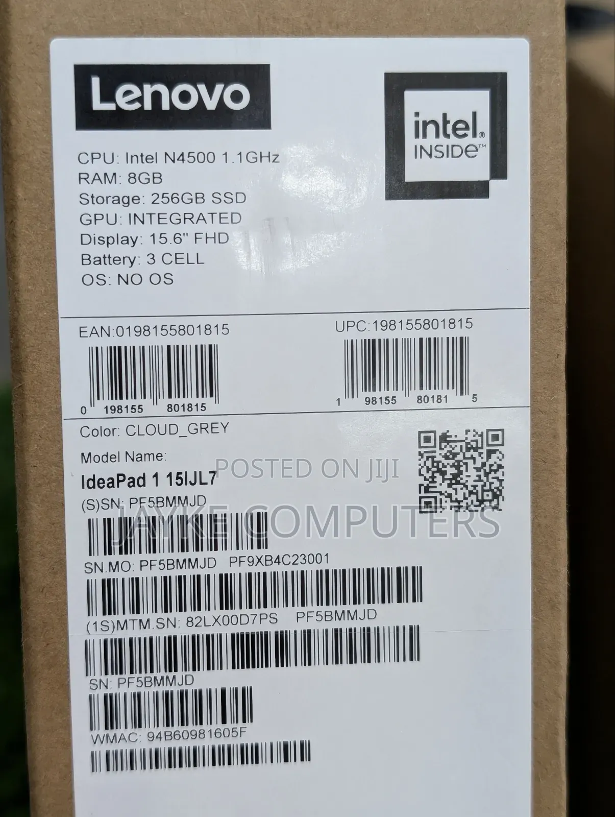 New Laptop Lenovo IdeaPad 1 8GB Intel Celeron SSD 256GB