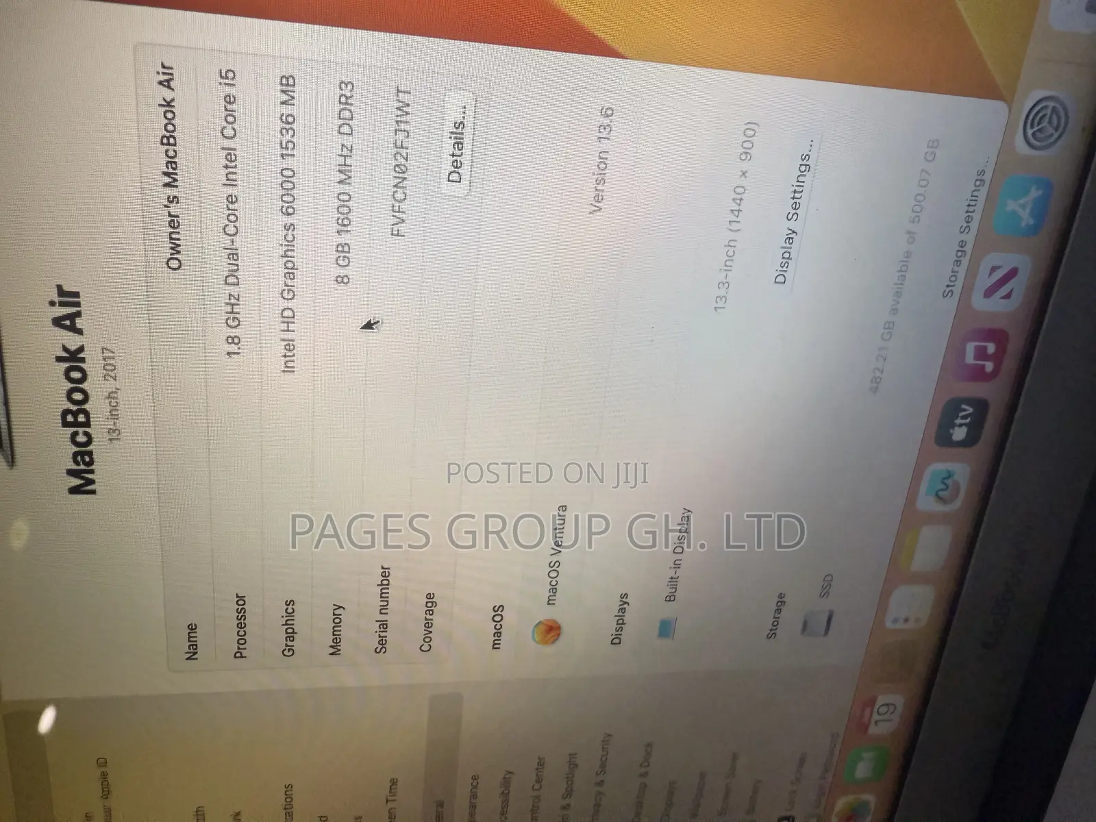 Laptop Apple MacBook Air 2017 8GB Intel Core I5 SSD 512GB