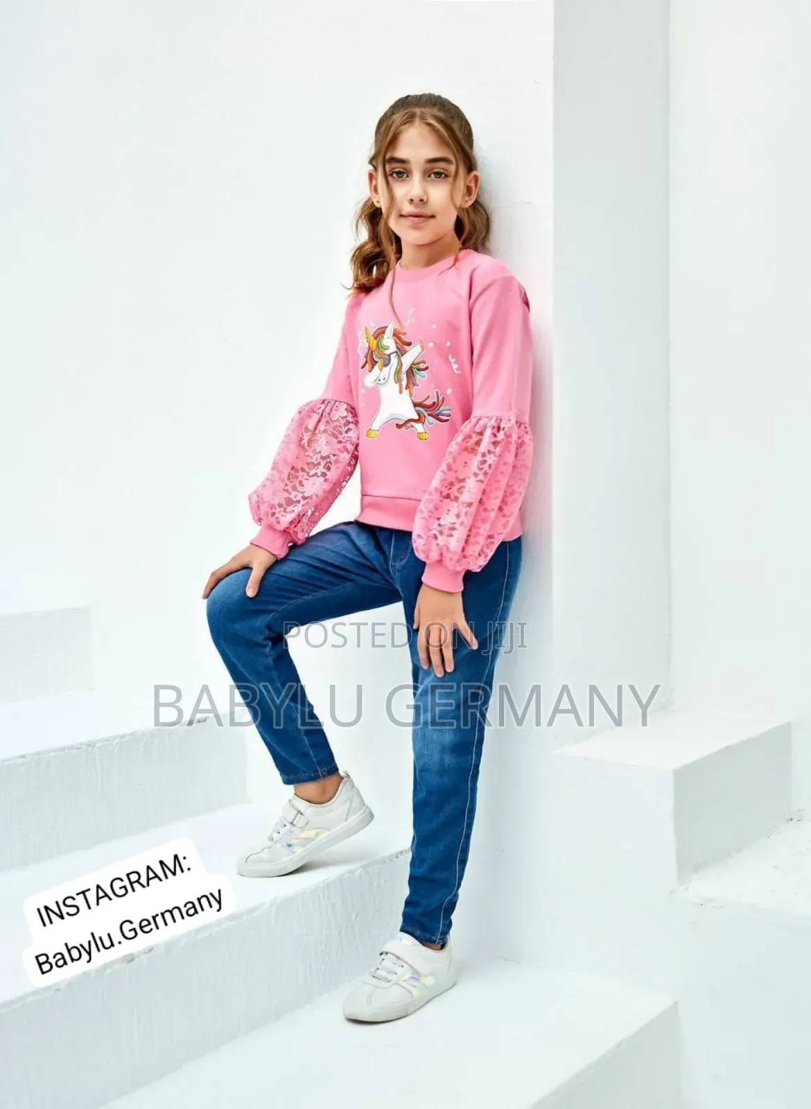 Kids Pink Sweater and Jeans Set: Turkey Imported