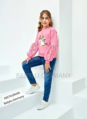 Kids Pink Sweater and Jeans Set: Turkey Imported