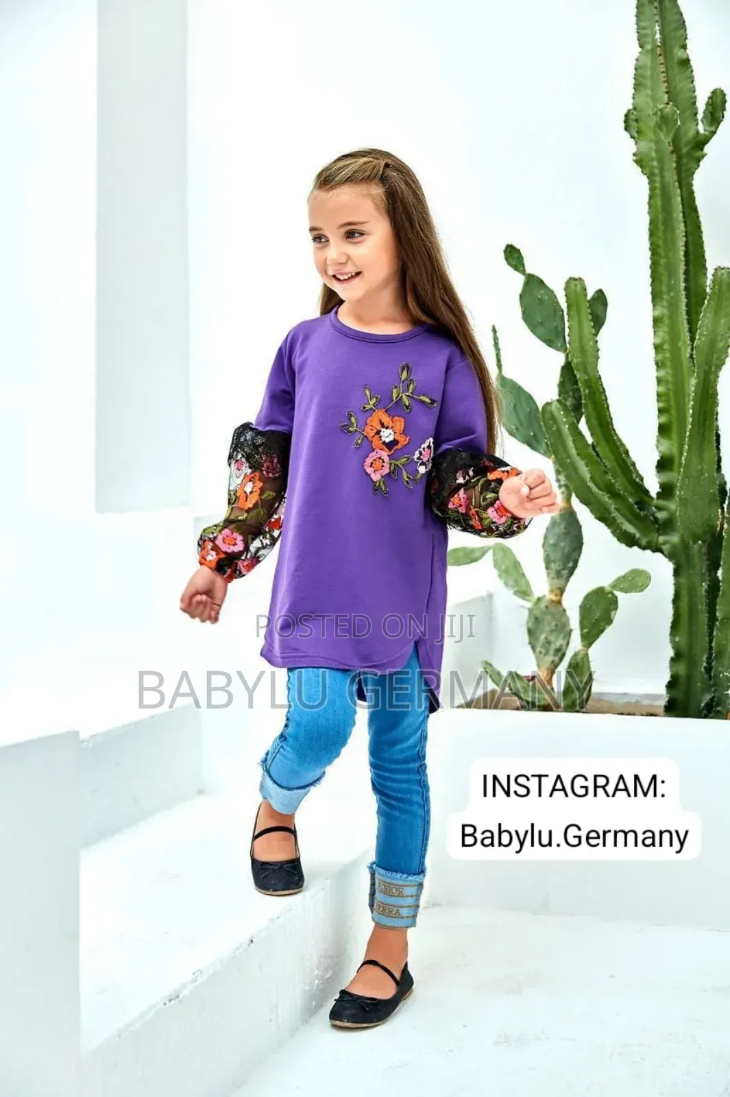 Stylish Purple Long Sleeve / Sweater and Blue Jeans Set