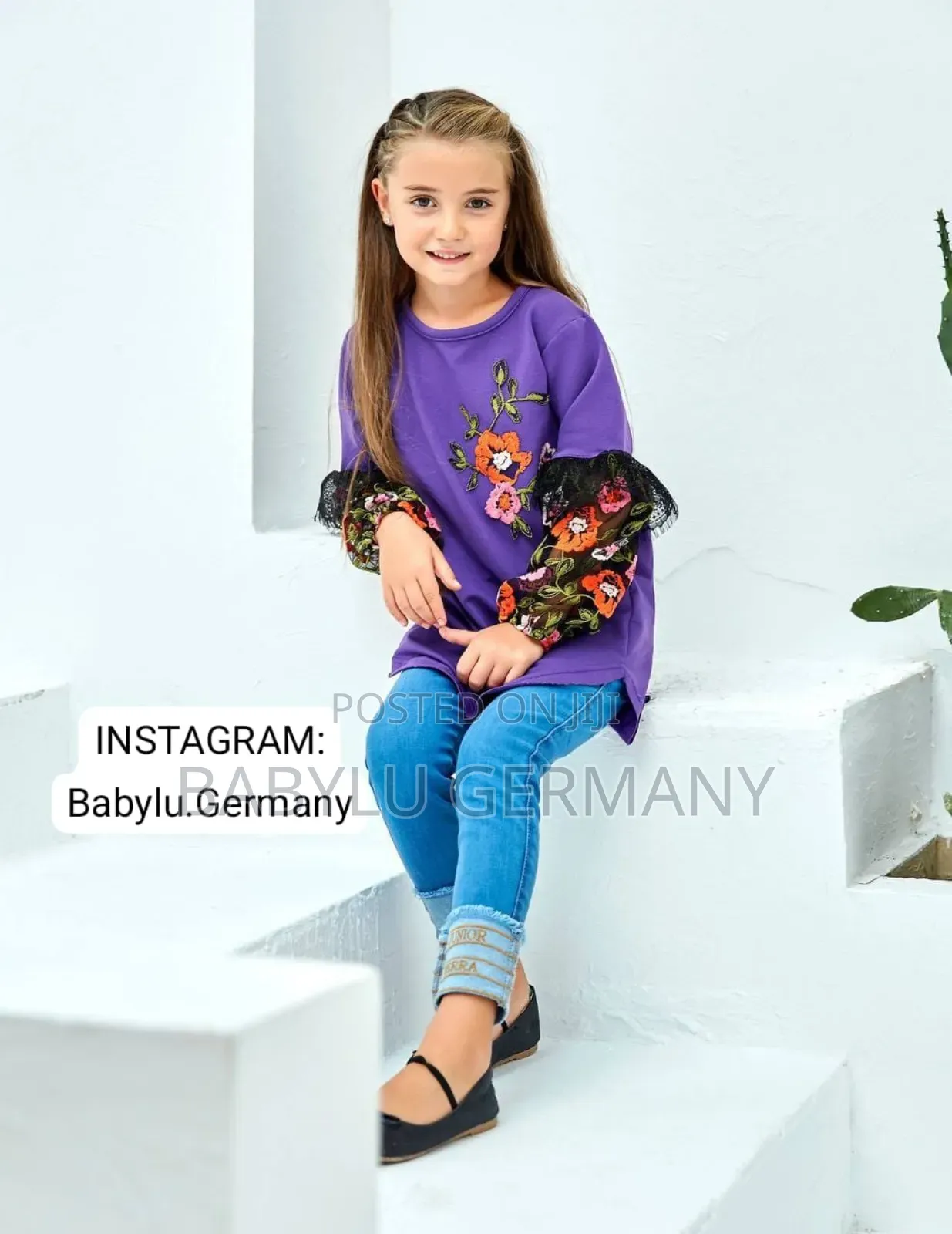 Stylish Purple Long Sleeve / Sweater and Blue Jeans Set