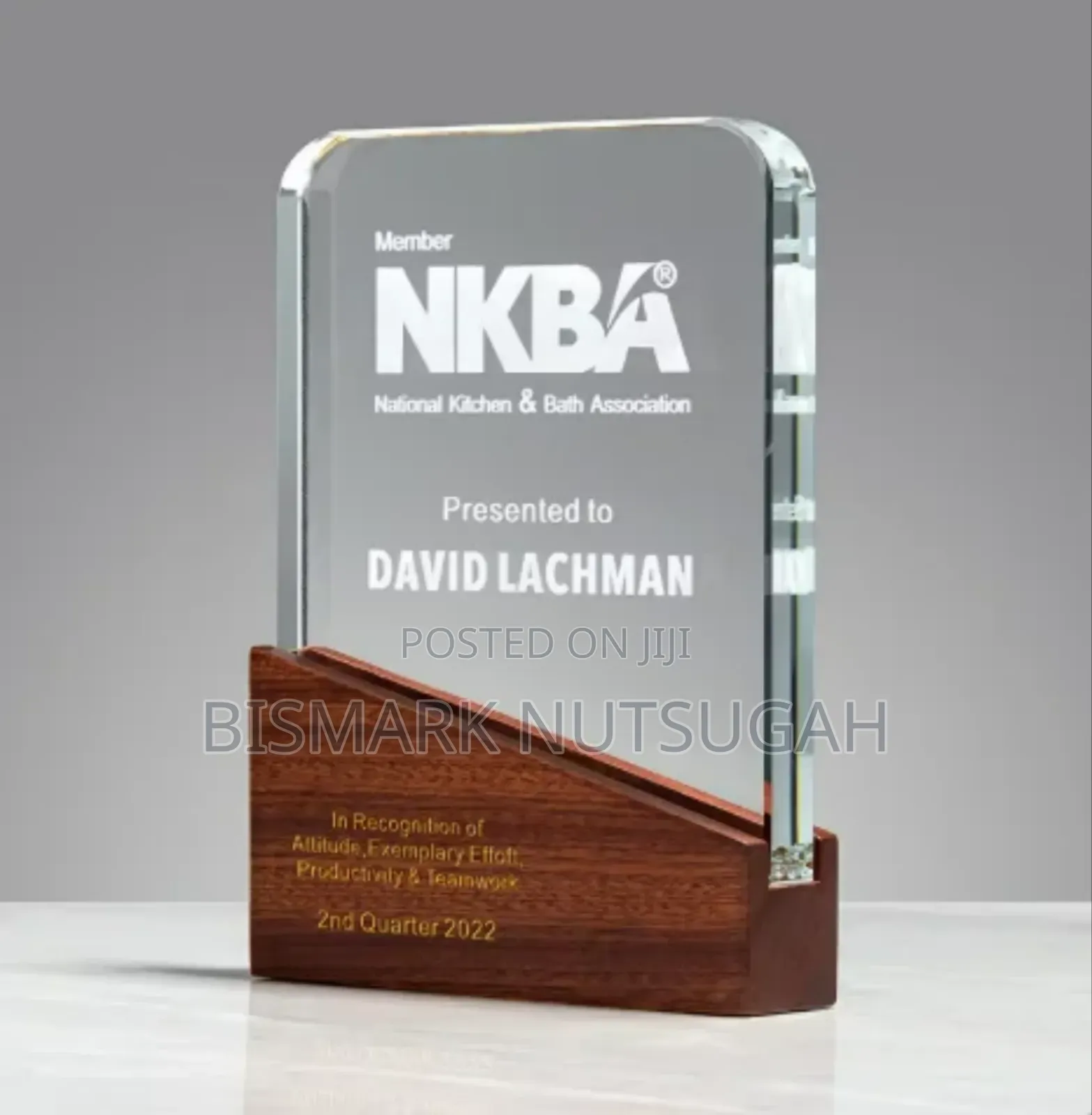 Award Crystal Glass Plaque Trophy