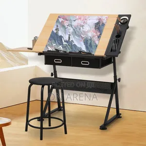 Drafting Table With Slide-Out Tabletop and Drawer