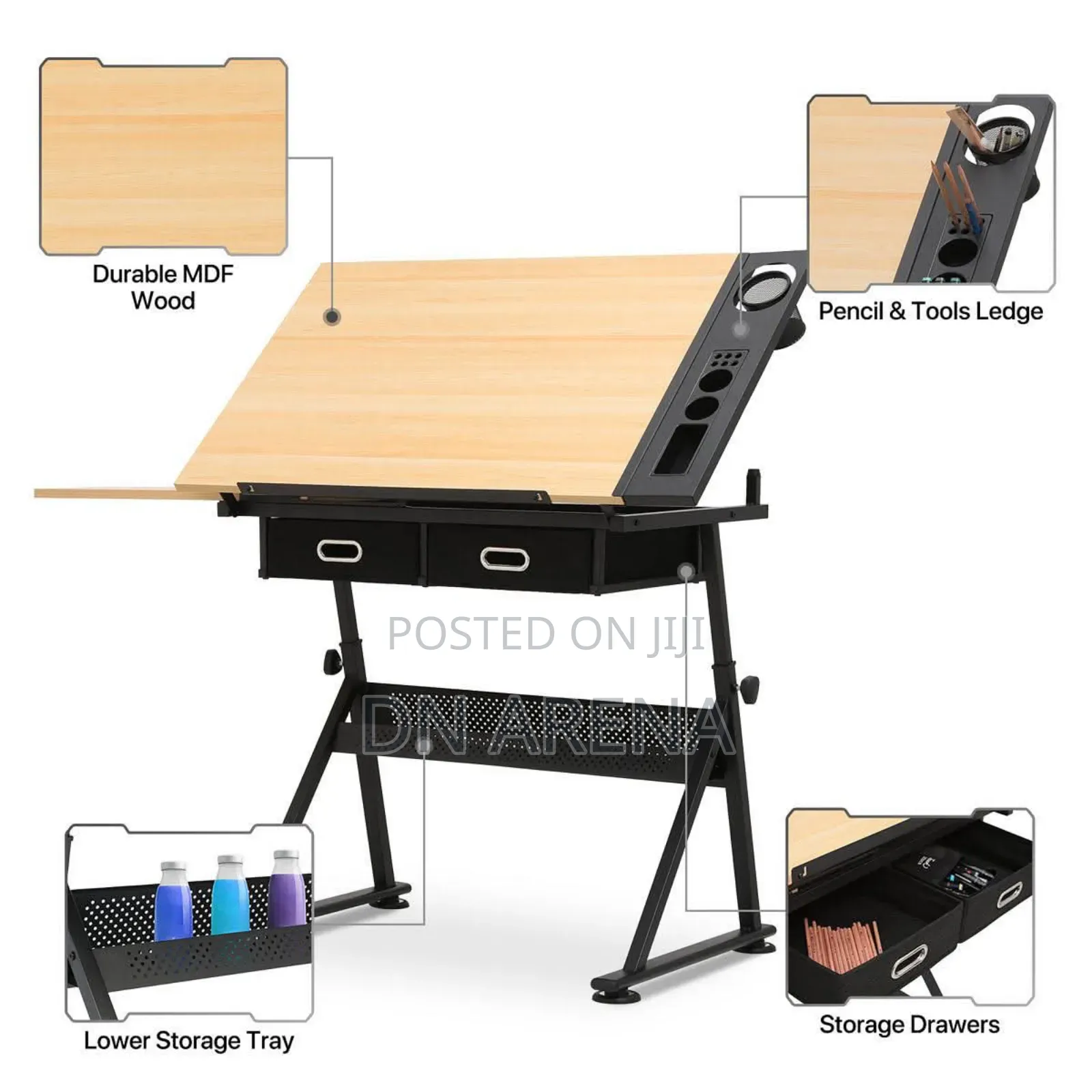 Drafting Table With Slide-Out Tabletop and Drawer