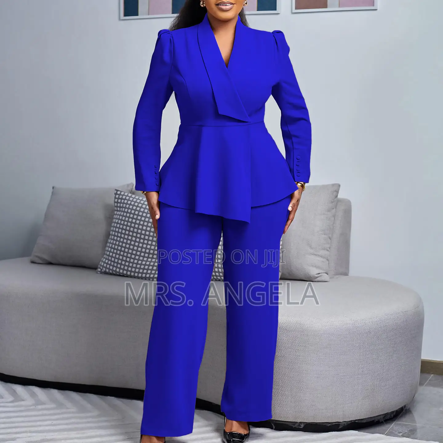 Women’S Office Suit . Blazer Tailored Palazzo Trousers