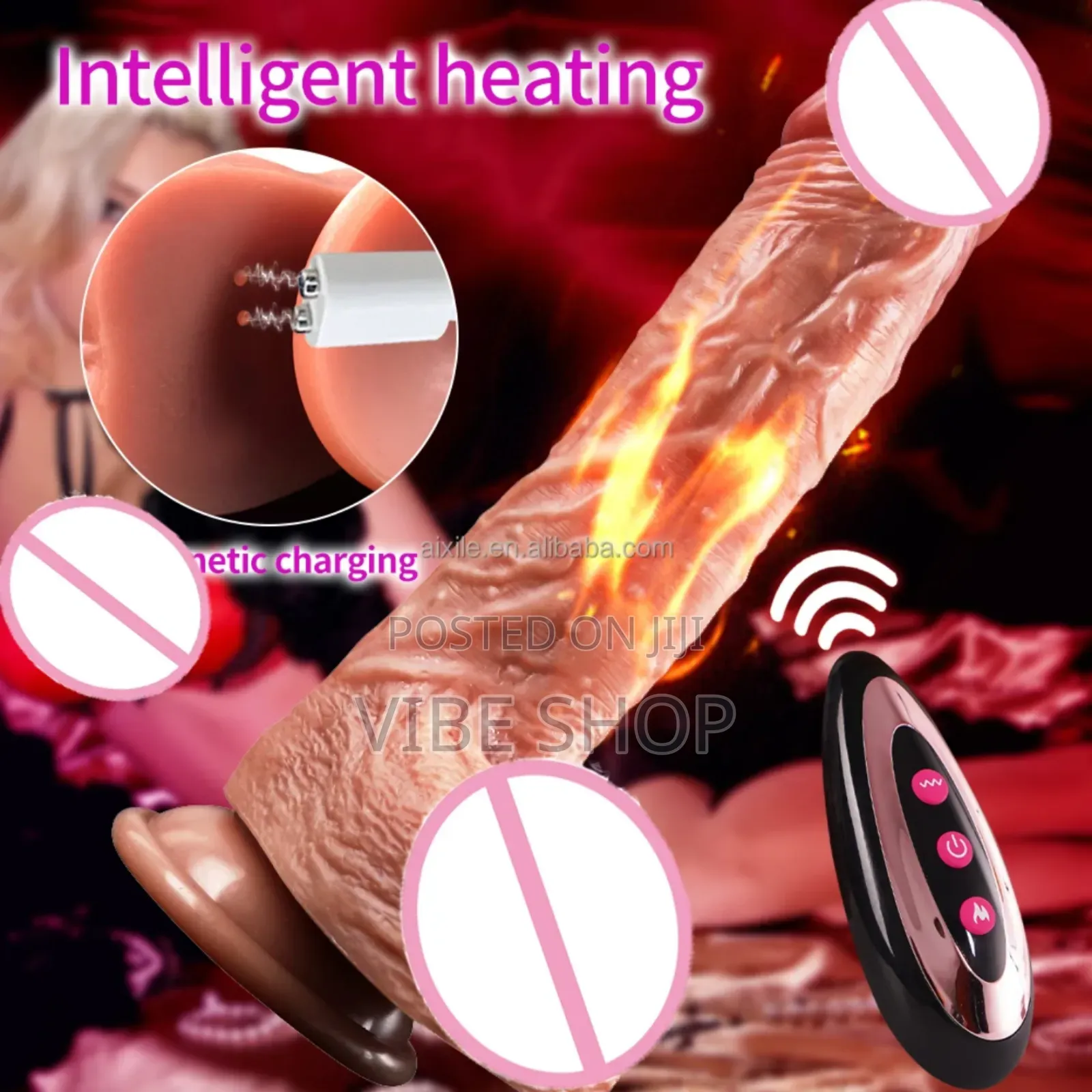 Thrusting Dildo - Remote 7 Vibration Modes Self-Heating